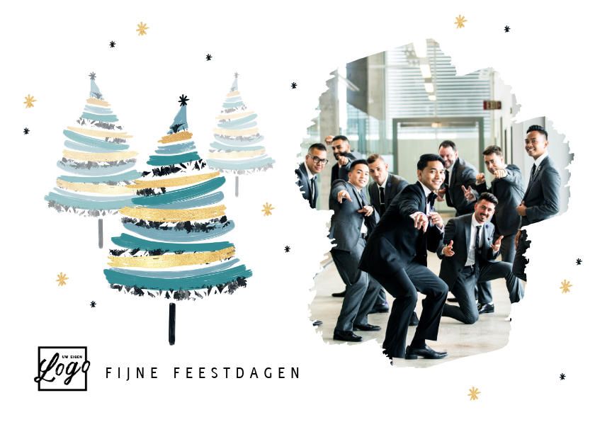 Zakelijke kerstkaart stijlvol kerstbomen sterren foto - Zakelijke kerstkaarten Zakelijke kerstkaarten - Zakelijke kerstkaart stijlvol kerstbomen sterren foto