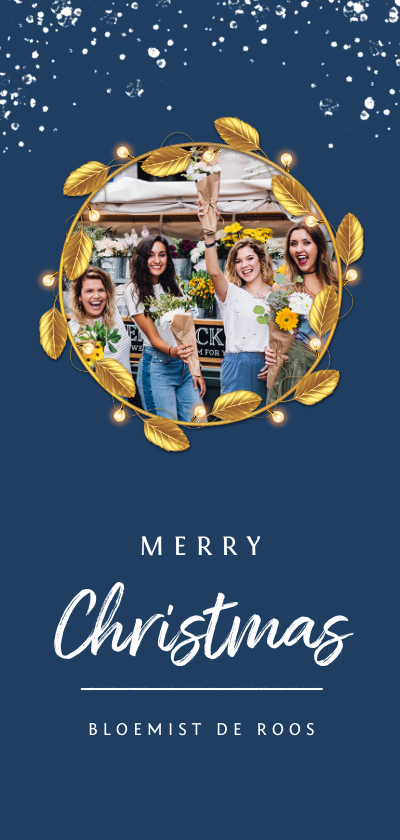 Zakelijke kerstkaart stijlvol krans goud spetters - Zakelijke kerstkaarten Zakelijke kerstkaarten - Zakelijke kerstkaart stijlvol krans goud spetters