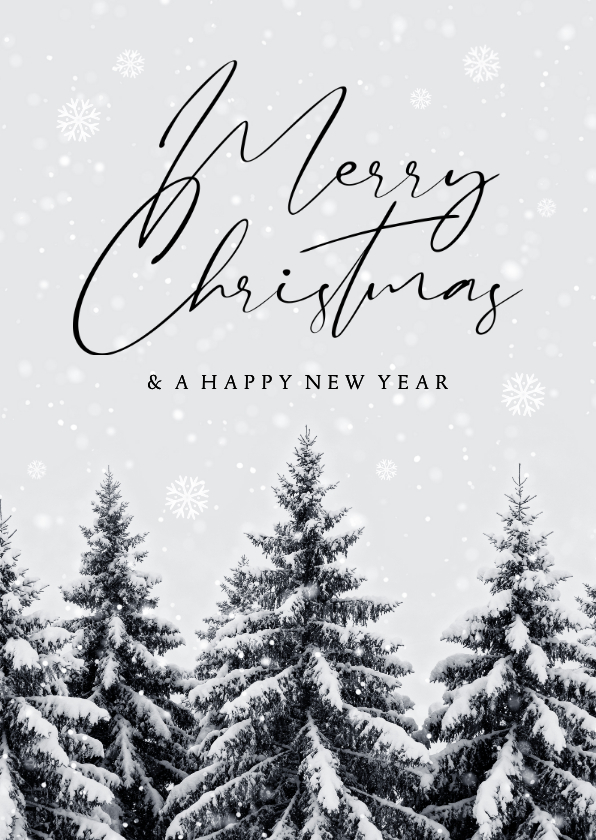 Zakelijke kerstkaarten - Zakelijke kerstkaart stijlvol winter landschap dennenbomen