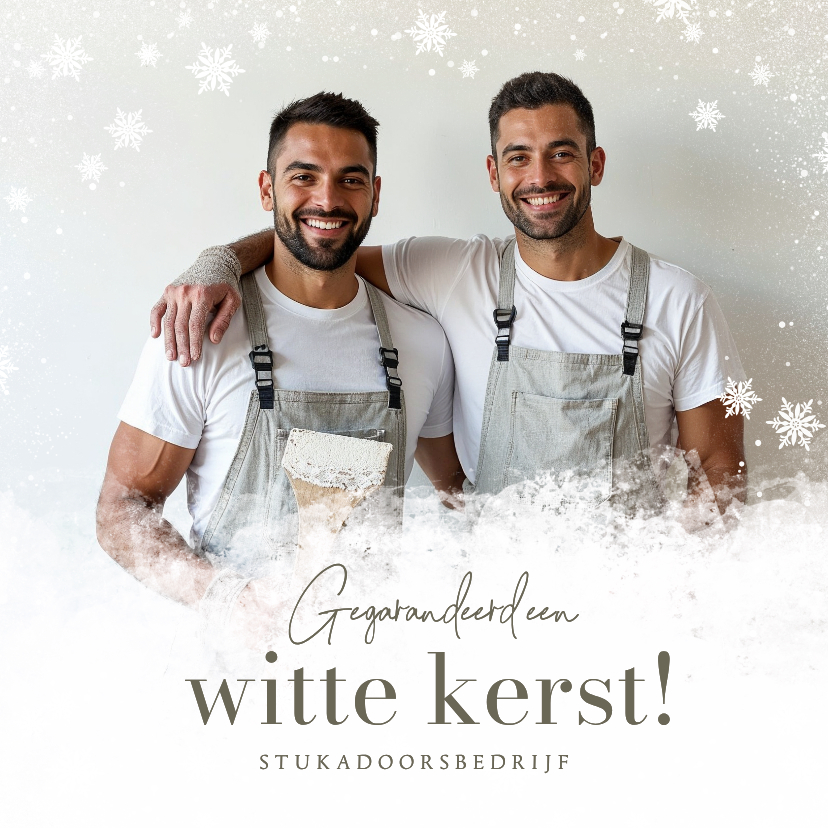 Zakelijke kerstkaarten - Zakelijke kerstkaart stukadoor schilder witte kerst grappig