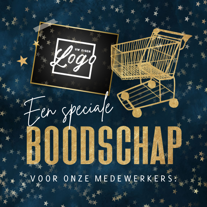 Zakelijke kerstkaarten - Zakelijke kerstkaart supermarkt medewerkers winkel sterren