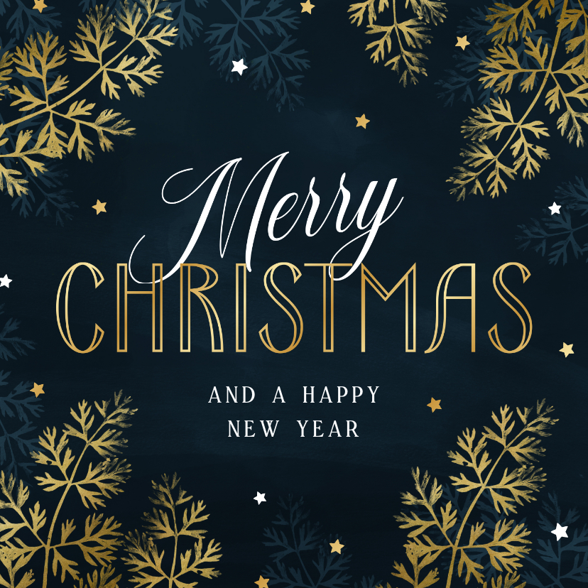 Zakelijke kerstkaart takjes gouden sterren - Zakelijke kerstkaarten Zakelijke kerstkaarten - Zakelijke kerstkaart takjes gouden sterren