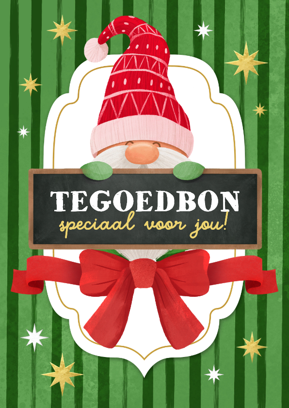 Zakelijke kerstkaart tegoedbon kabouter gnome bedankt - Zakelijke kerstkaarten Zakelijke kerstkaarten - Zakelijke kerstkaart tegoedbon kabouter gnome bedankt