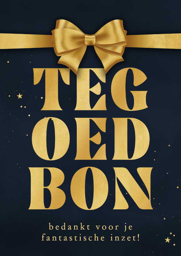 Zakelijke kerstkaarten - Zakelijke kerstkaart tegoedbon met gouden strik