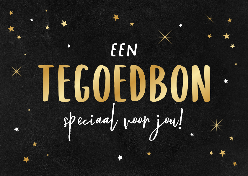 Zakelijke kerstkaart tegoedbon sterren goud krijtbord - Zakelijke kerstkaarten Zakelijke kerstkaarten - Zakelijke kerstkaart tegoedbon sterren goud krijtbord