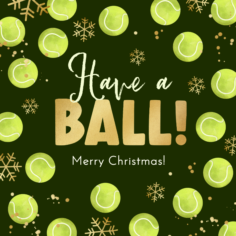 Zakelijke kerstkaarten - Zakelijke kerstkaart tennisvereniging tennisballen sneeuw