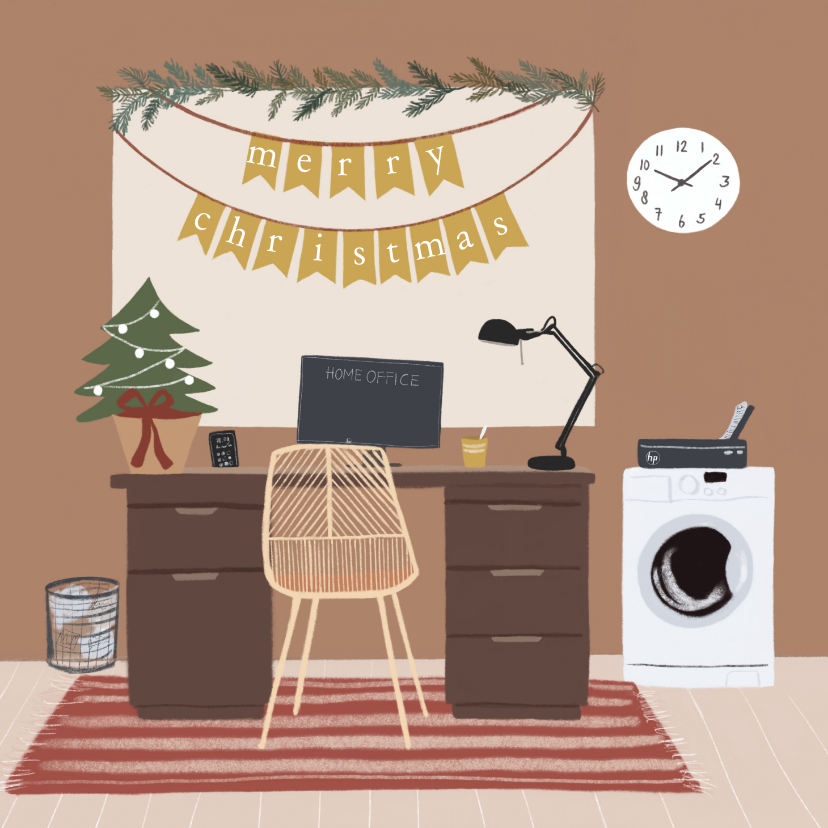 Zakelijke kerstkaart thuiswerken kerstsfeer - Zakelijke kerstkaarten Zakelijke kerstkaarten - Zakelijke kerstkaart thuiswerken kerstsfeer