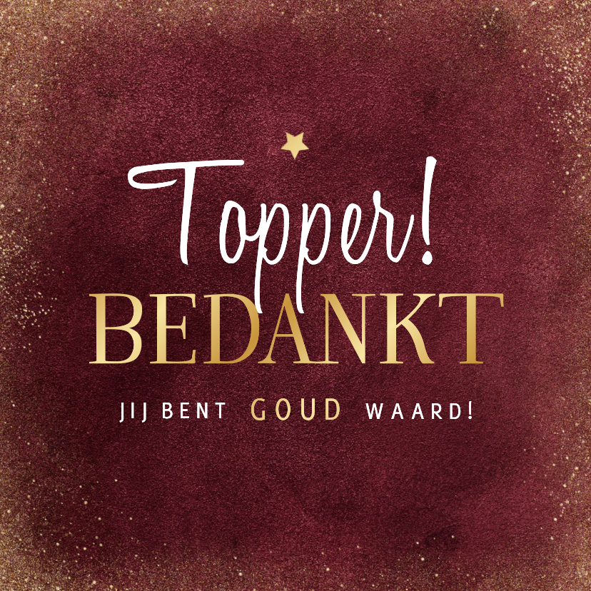 Zakelijke kerstkaart topper bedankt medewerker rood ster - Zakelijke kerstkaarten Zakelijke kerstkaarten - Zakelijke kerstkaart topper bedankt medewerker rood ster