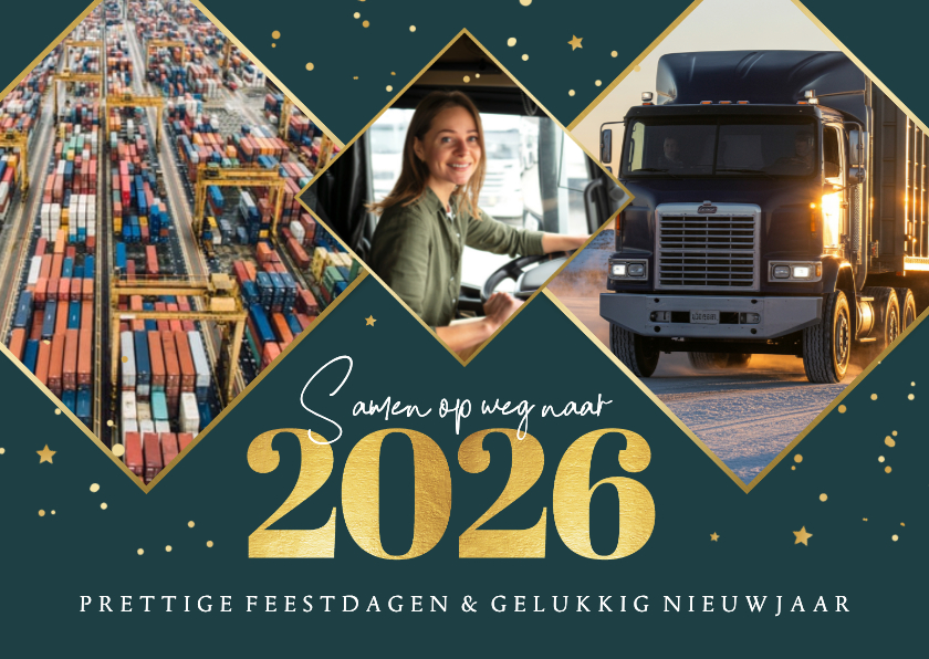 Zakelijke kerstkaarten - Zakelijke kerstkaart transport 2026 fijne feestdagen