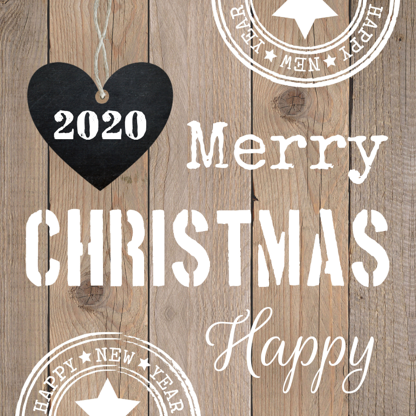 Zakelijke kerstkaart typografie hout - Zakelijke kerstkaarten Zakelijke kerstkaarten - Zakelijke kerstkaart typografie hout