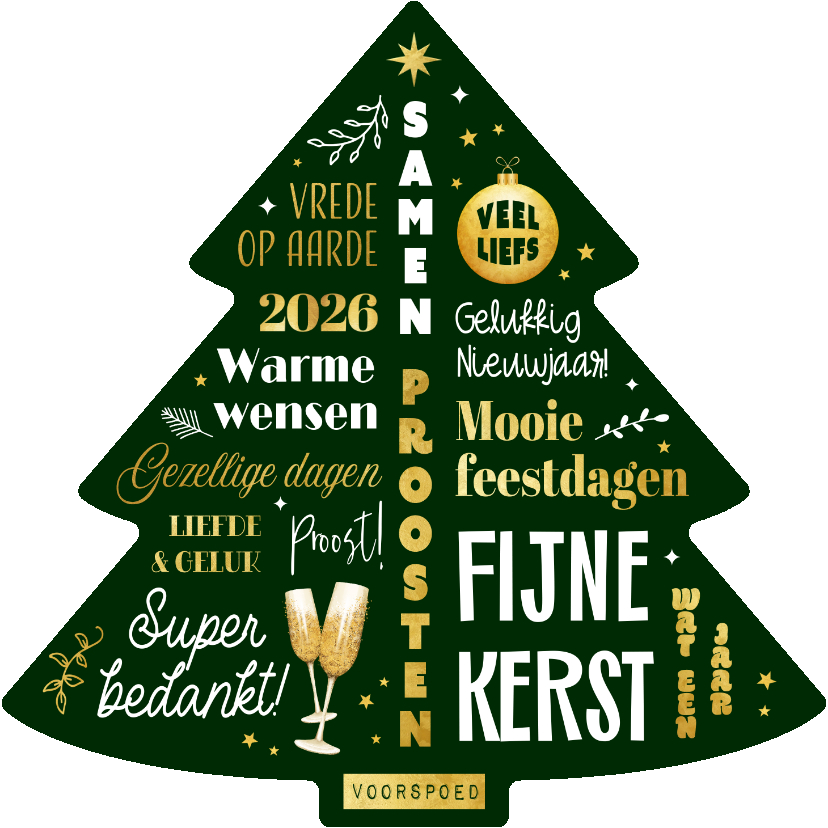 Zakelijke kerstkaarten - Zakelijke kerstkaart typografische kerstboom warme wensen