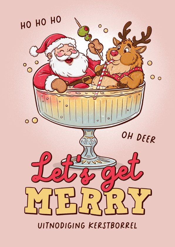 Zakelijke kerstkaarten - Zakelijke kerstkaart uitnodiging kerstborrel humor cartoon