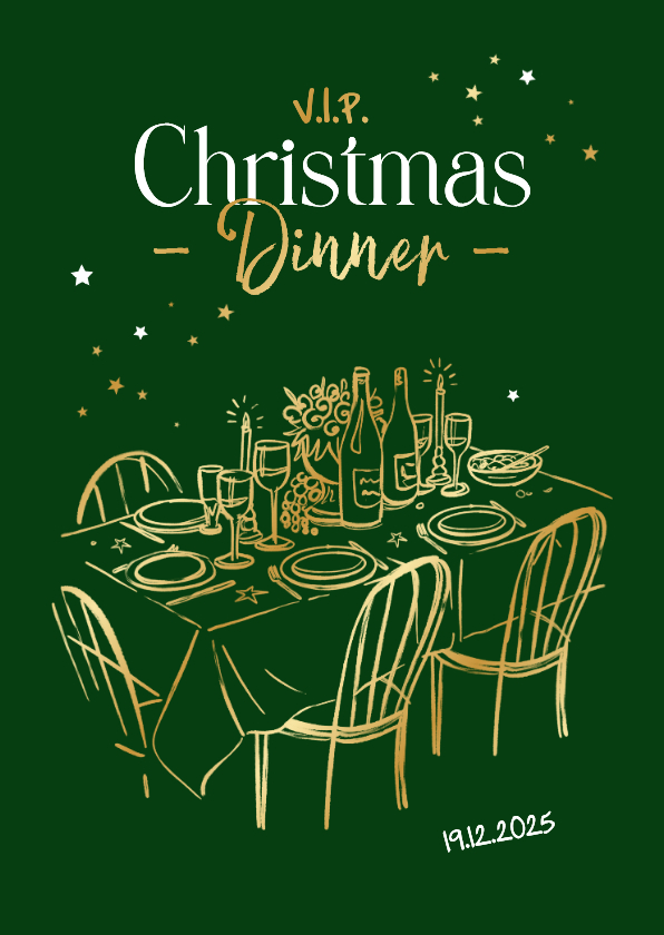 Zakelijke kerstkaarten - Zakelijke kerstkaart uitnodiging kerstdiner tafel doodle