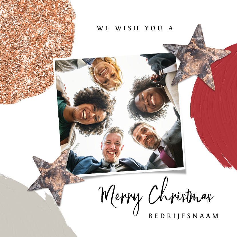 Zakelijke kerstkaart verf glitter sterren foto's - Zakelijke kerstkaarten Zakelijke kerstkaarten - Zakelijke kerstkaart verf glitter sterren foto's