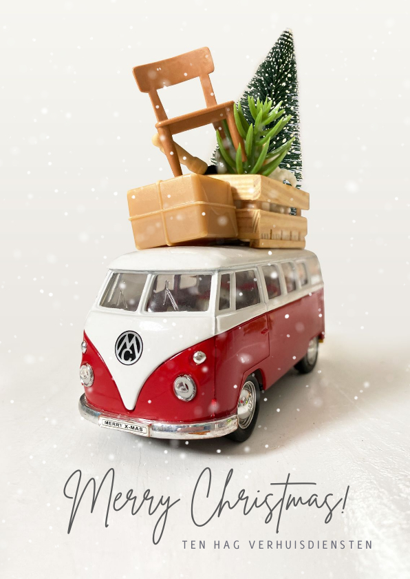 Zakelijke kerstkaart verhuisbedrijf met volkswagenbusje - Zakelijke kerstkaarten Zakelijke kerstkaarten - Zakelijke kerstkaart verhuisbedrijf met volkswagenbusje