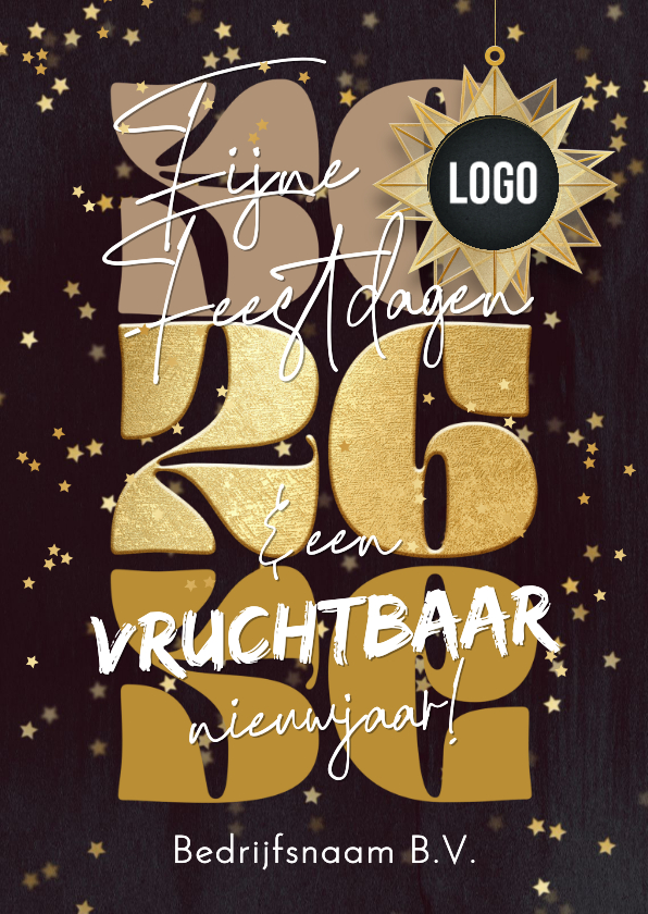 Zakelijke kerstkaarten - Zakelijke kerstkaart vruchtbaar nieuwjaar sterren logo