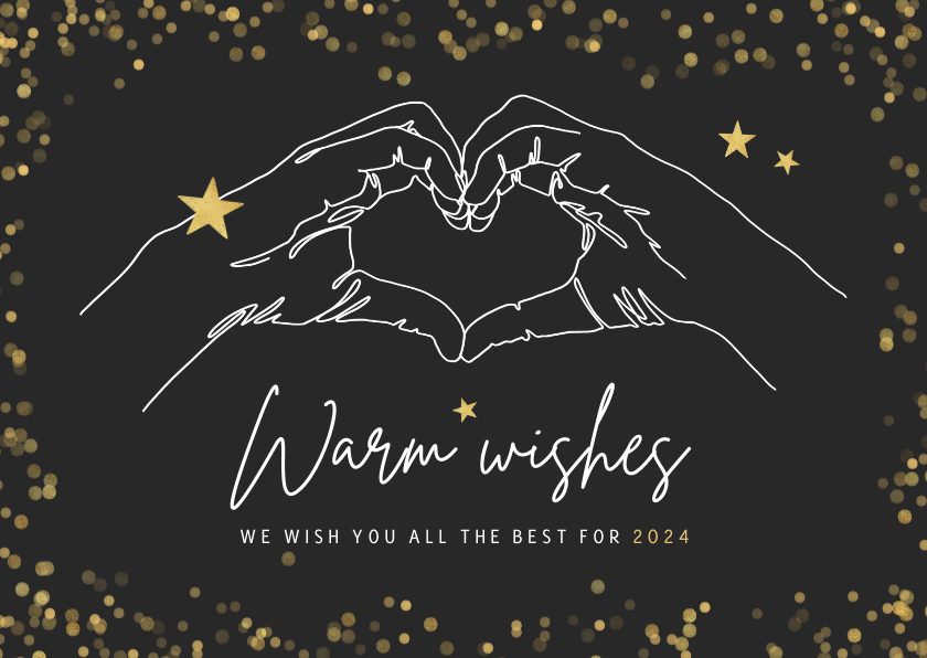 Zakelijke kerstkaart warm wishes goud handgebaar - Zakelijke kerstkaarten Zakelijke kerstkaarten - Zakelijke kerstkaart warm wishes goud handgebaar