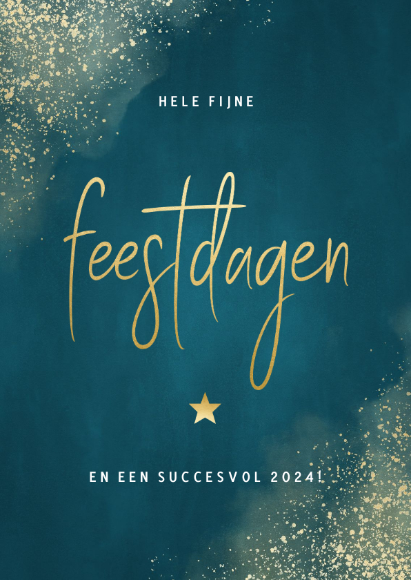 Zakelijke kerstkaart waterverf, gouden sneeuw & typografie - Zakelijke kerstkaarten Zakelijke kerstkaarten - Zakelijke kerstkaart waterverf, gouden sneeuw & typografie