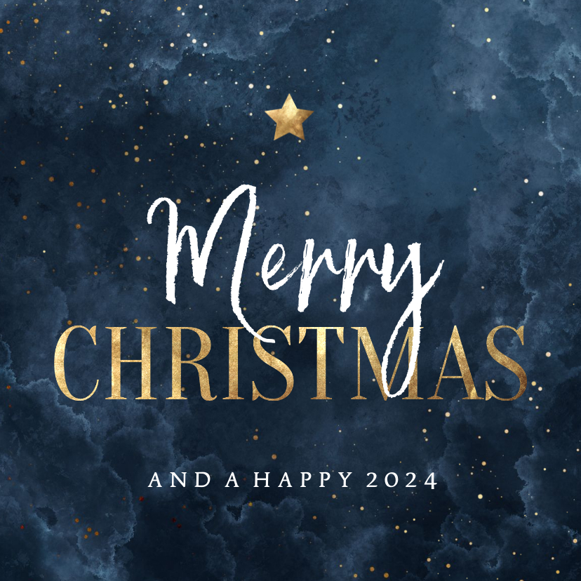 Zakelijke kerstkaart waterverf Merry Christmas met ster - Zakelijke kerstkaarten Zakelijke kerstkaarten - Zakelijke kerstkaart waterverf Merry Christmas met ster