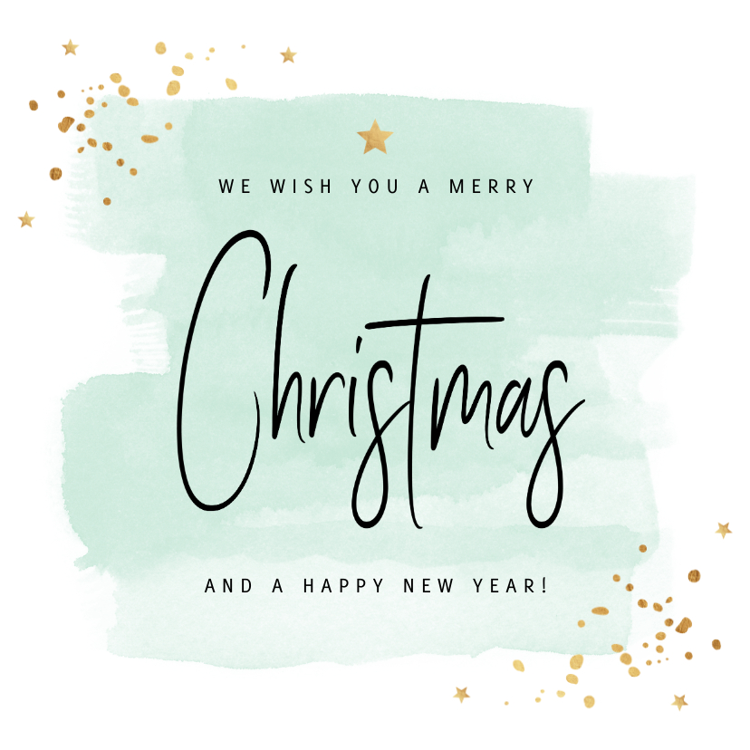Zakelijke kerstkaart waterverf sterren goudlook - Zakelijke kerstkaarten Zakelijke kerstkaarten - Zakelijke kerstkaart waterverf sterren goudlook