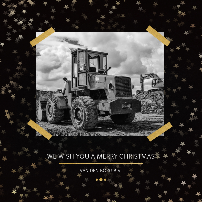 Zakelijke kerstkaart zwart met foto - een gouden kerst - Zakelijke kerstkaarten Zakelijke kerstkaarten - Zakelijke kerstkaart zwart met foto - een gouden kerst
