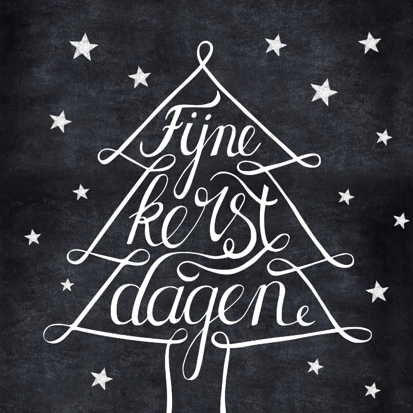Zakelijke kerstkaarten - Zakelijke kerstkaart zwartwit handgeschreven kerstboom