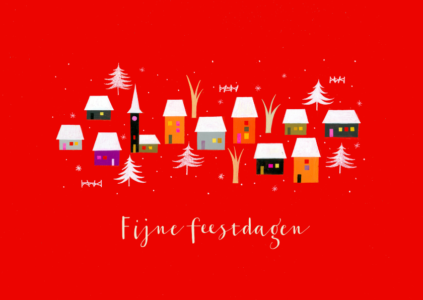 Zakelijke kerstkaarten - Huisjes met kerstboompjes - Zakelijke kerstkaarten Zakelijke kerstkaarten - Zakelijke kerstkaarten - Huisjes met kerstboompjes