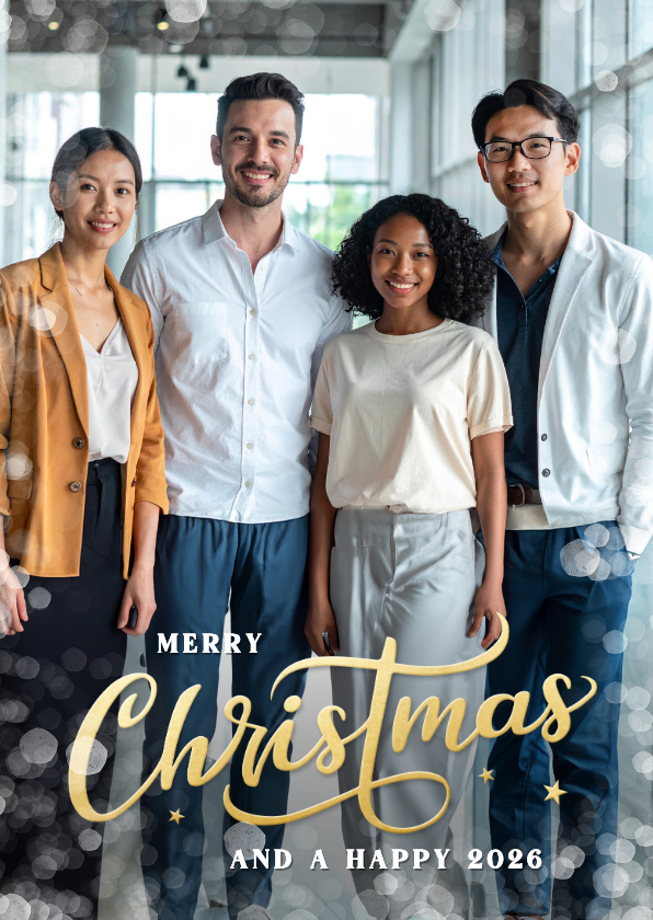 Zakelijke staande kerstkaart met grote foto en Christmas - Zakelijke kerstkaarten Zakelijke kerstkaarten - Zakelijke staande kerstkaart met grote foto en Christmas