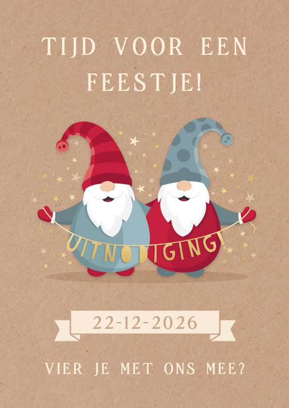 Zakelijke uitnodiging kerstfeestje met kerstkabouters - Zakelijke kerstkaarten Zakelijke kerstkaarten - Zakelijke uitnodiging kerstfeestje met kerstkabouters