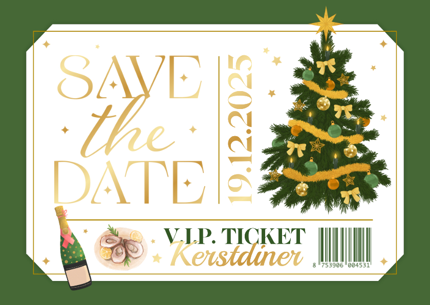 Zakelijke uitnodigingskaart vip ticket kerstdiner kerstboom - Zakelijke kerstkaarten Zakelijke kerstkaarten - Zakelijke uitnodigingskaart vip ticket kerstdiner kerstboom