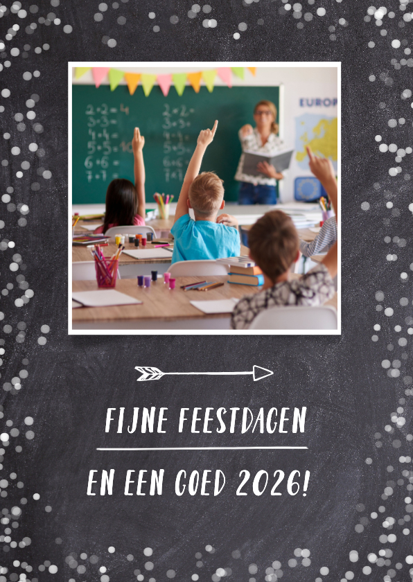 Zakelijke kerstkaarten - Zwart witte kerstkaart school met eigen foto