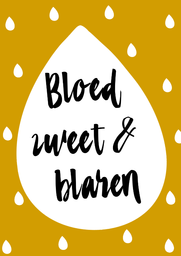 4 daagse kaart Bloed, zweet & blaren, aanpasbare kleur - Zomaar kaarten Zomaar kaarten - 4 daagse kaart Bloed, zweet & blaren, aanpasbare kleur