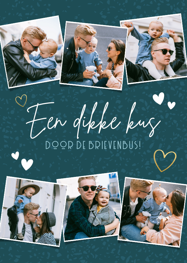 Fotocollage zomaar kaart 'dikke kus door de brievenbus' - Zomaar kaarten Zomaar kaarten - Fotocollage zomaar kaart 'dikke kus door de brievenbus'
