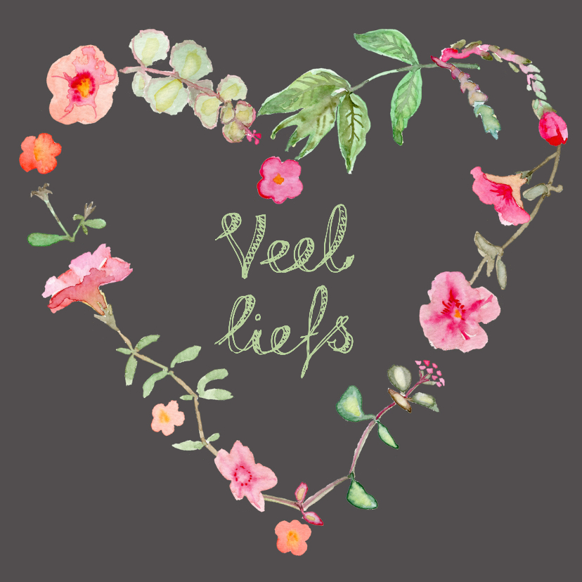 Hartje van bloemen zomaar kaart - Zomaar kaarten Zomaar kaarten - Hartje van bloemen zomaar kaart