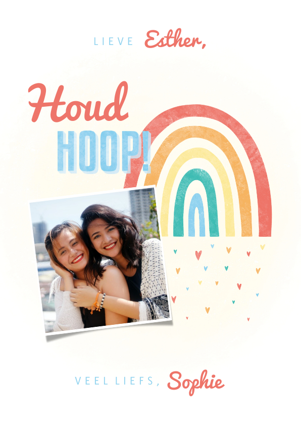 Make-A-Wish kaartje houd hoop met regenboogje en hartjes - Zomaar kaarten Zomaar kaarten - Make-A-Wish kaartje houd hoop met regenboogje en hartjes