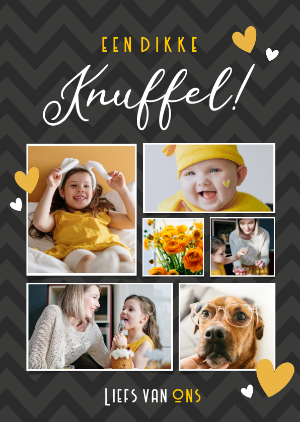 Moderne fotocollage kaart met 6 foto's - dikke knuffel - Zomaar kaarten Zomaar kaarten - Moderne fotocollage kaart met 6 foto's - dikke knuffel