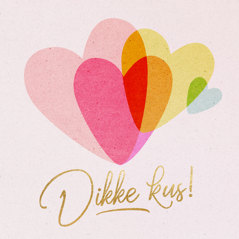 Stijlvolle wenskaart Dikke kus hartjes - Zomaar kaarten Zomaar kaarten - Stijlvolle wenskaart Dikke kus hartjes