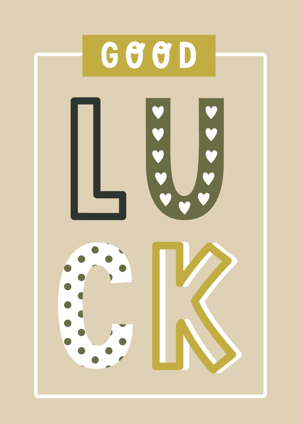 Wenskaarten - Succeskaart letters Good Luck