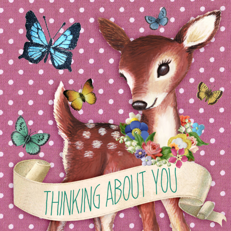 thinking about you hertje - Zomaar kaarten Zomaar kaarten - thinking about you hertje
