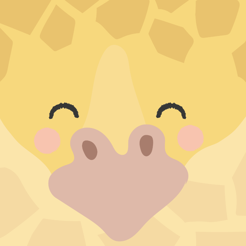 Vierkant kaartje met een gezicht van een Giraffe, groetjes! - Zomaar kaarten Zomaar kaarten - Vierkant kaartje met een gezicht van een Giraffe, groetjes!