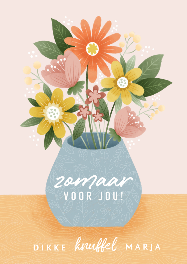 Vrolijke zomaar kaart met bosje bloemen - Zomaar kaarten Zomaar kaarten - Vrolijke zomaar kaart met bosje bloemen