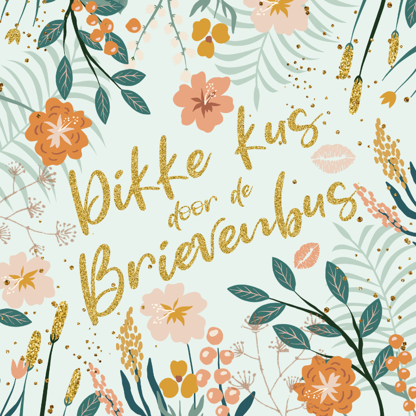 Zomaar kaart met bloemen en glitterlook - Zomaar kaarten Zomaar kaarten - Zomaar kaart met bloemen en glitterlook