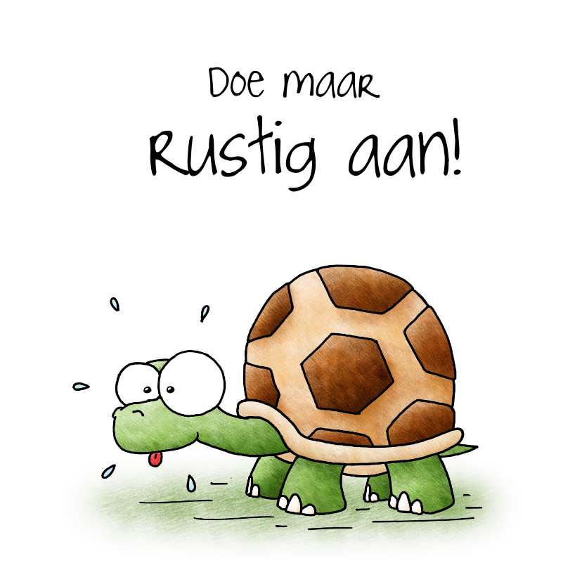 Zomaar kaart schildpad - Rustig aan! - Zomaar kaarten Zomaar kaarten - Zomaar kaart schildpad - Rustig aan!