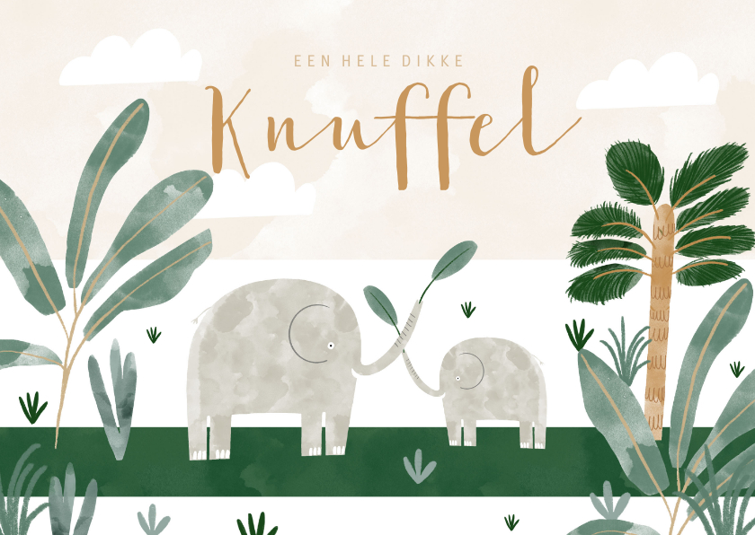Zomaar kinderkaart olifantjes en dikke knuffel - Zomaar kaarten Zomaar kaarten - Zomaar kinderkaart olifantjes en dikke knuffel