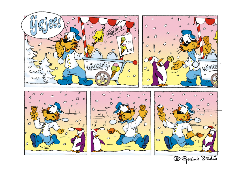 Zomaar Loeki strip winterijs - A - Zomaar kaarten Zomaar kaarten - Zomaar Loeki strip winterijs - A