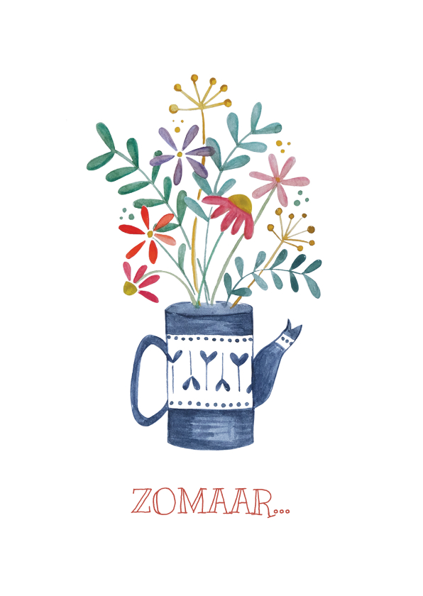 Zomaar, met vaas en bloemen - Zomaar kaarten Zomaar kaarten - Zomaar, met vaas en bloemen