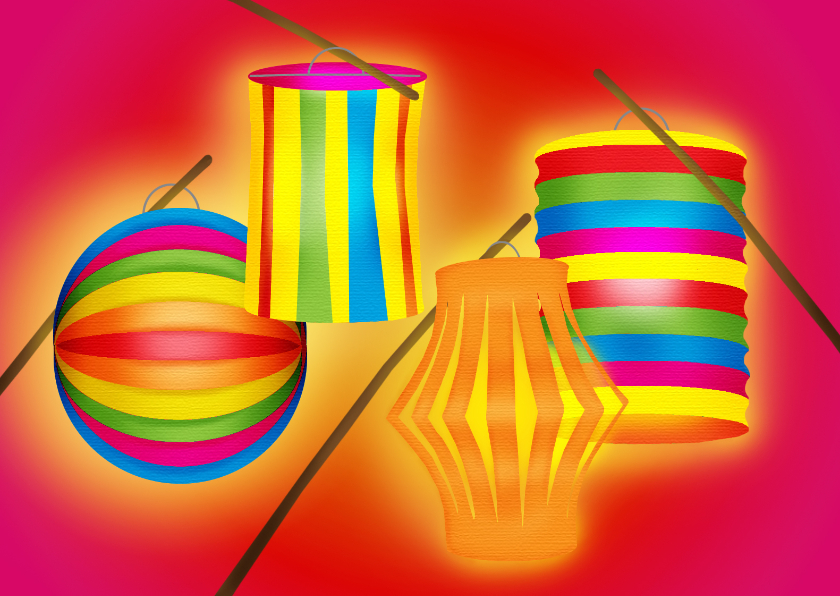 Zomaarkaart lampionnetjes - Zomaar kaarten Zomaar kaarten - Zomaarkaart lampionnetjes