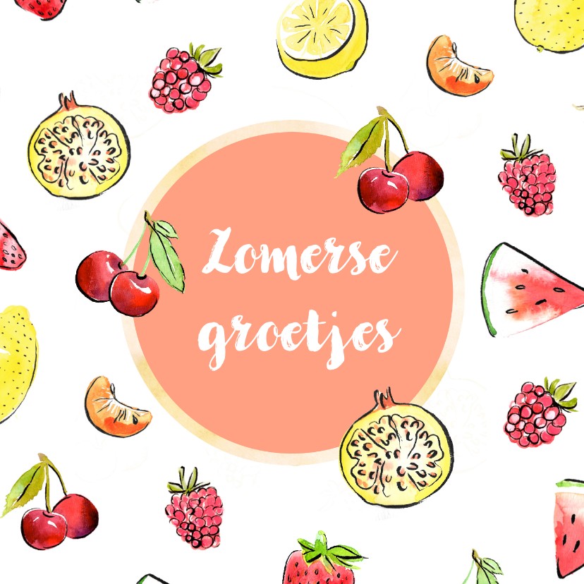 Zomerse groetjes tropisch fruit - Zomaar kaarten Zomaar kaarten - Zomerse groetjes tropisch fruit